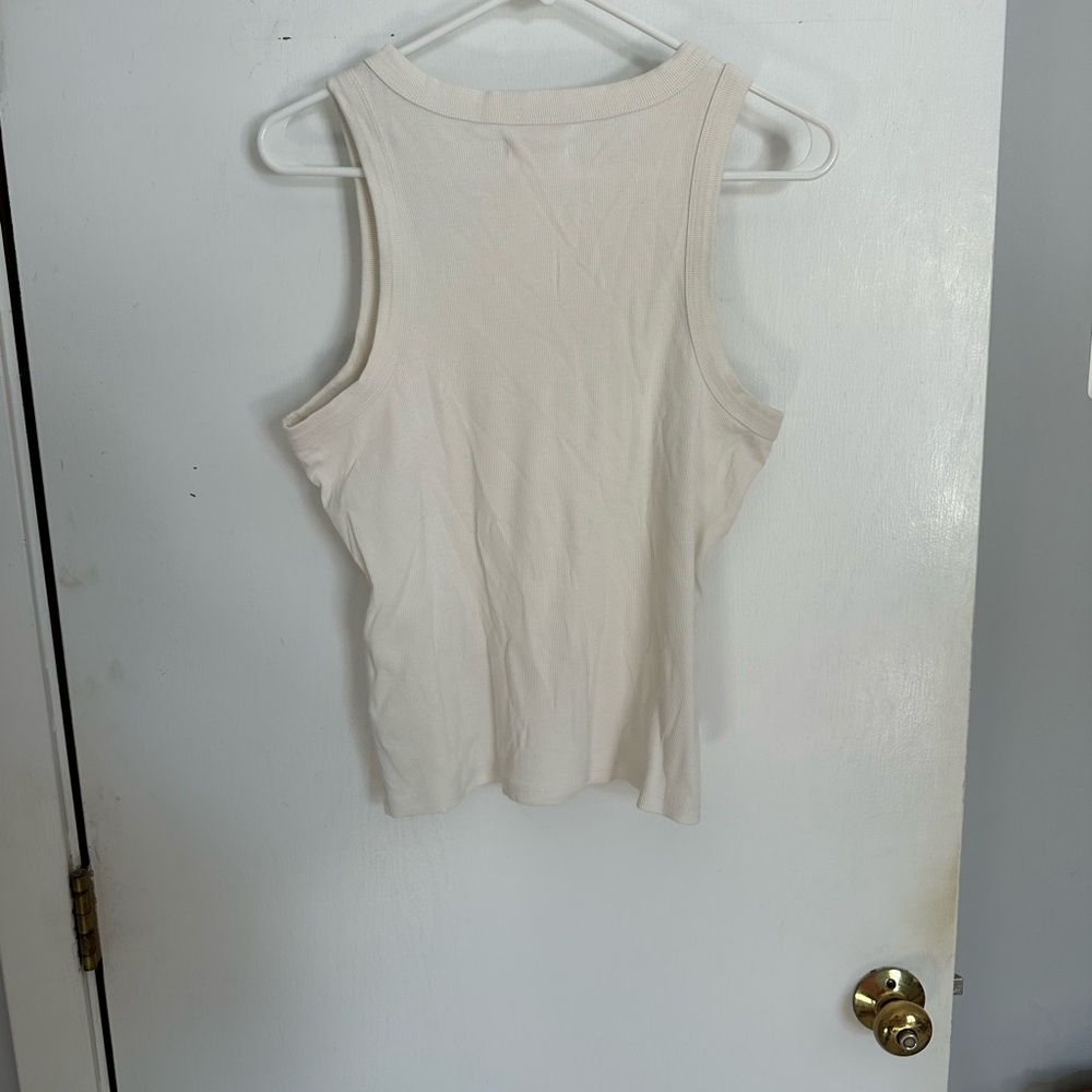 Maxwell Cream Ribbed Cropped Tank Top | Large - Picture 4 of 4